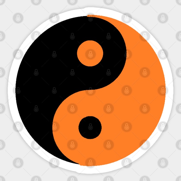 Yin Yang in orange and black Sticker by NovaOven